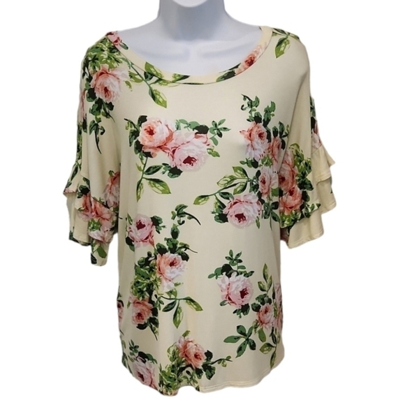 Fantastic Fawn Tops - FANTASTIC Fawn Floral Ruffle Sleeve Top